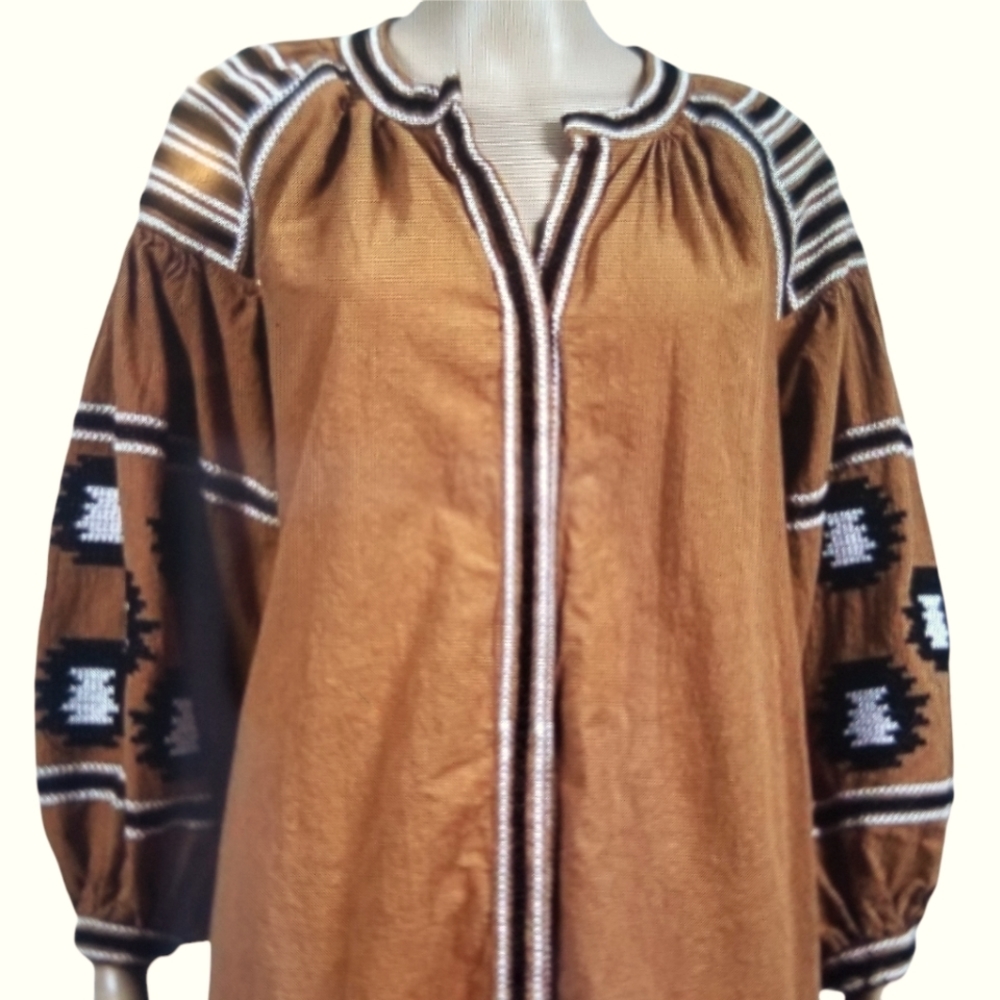 Luxe by Style Keepers Aztec Balloon Sleeves Tunic Top Size Free